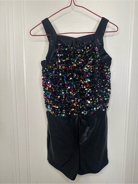 LAYLAS Girl’s Black Sequined Dance Leotard shorts / Size: MC